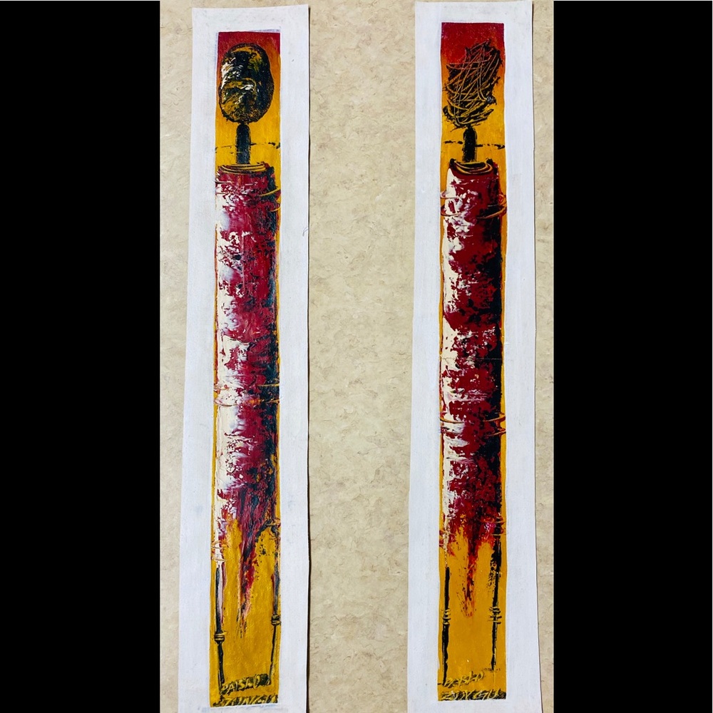 Tinga tinga art oil paint Masai style pair